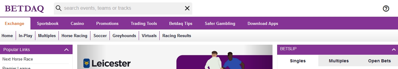 Banner del sito BETDAQ Exchange